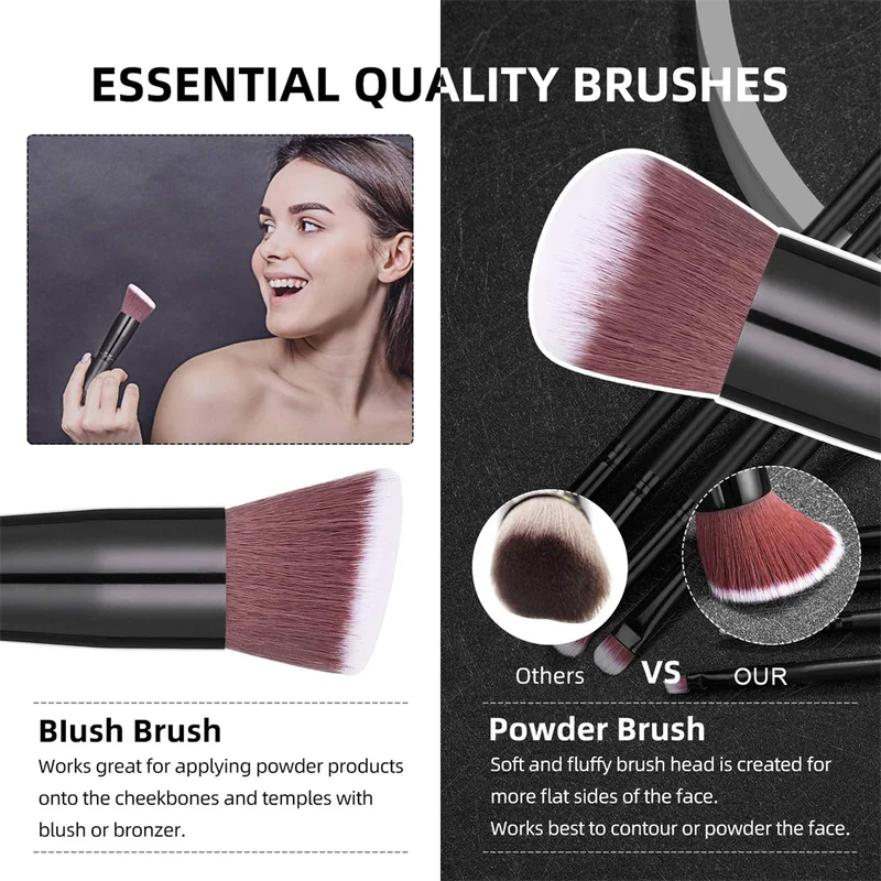 Professional Makeup Brush Set 14-16PCS Premium Synthetic Beauty Tools for Face & Eyes