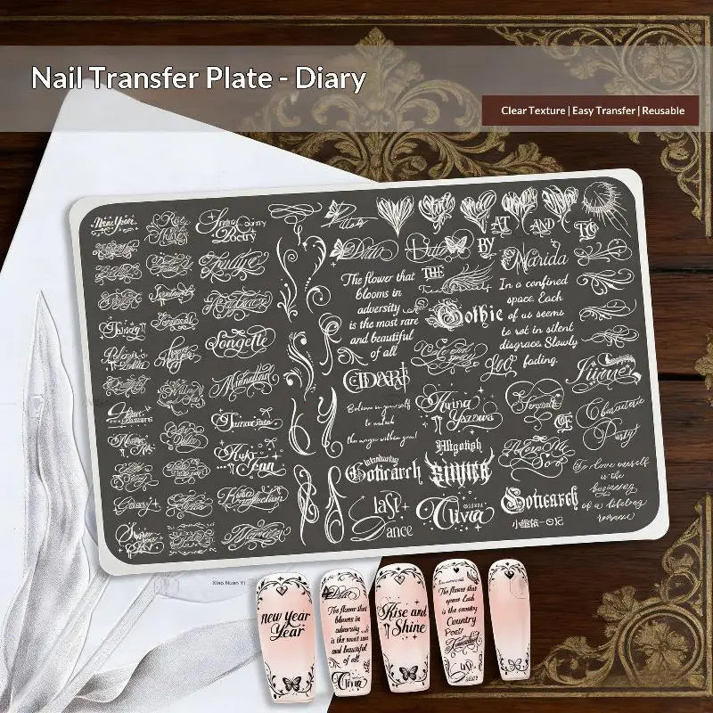 Flower Alphabet Nail Stamping Plates 15x10cm Stainless Steel Nail Art Template