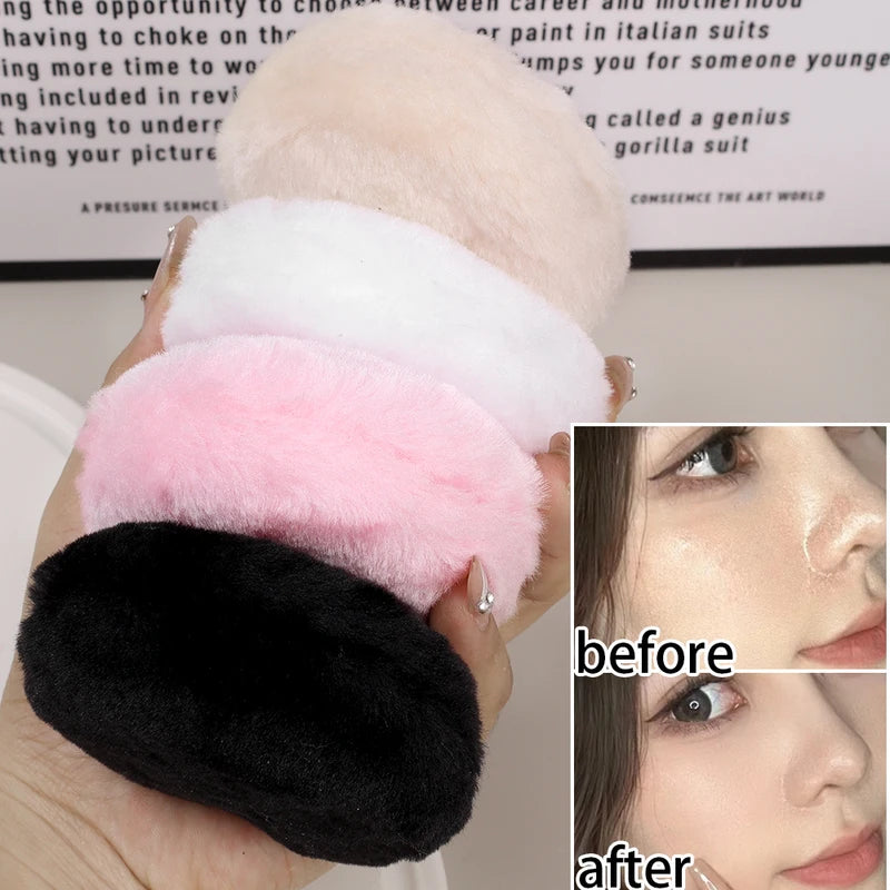 Bow-Shaped Round Plush Makeup Puff - Soft Reusable Face Powder Sponge