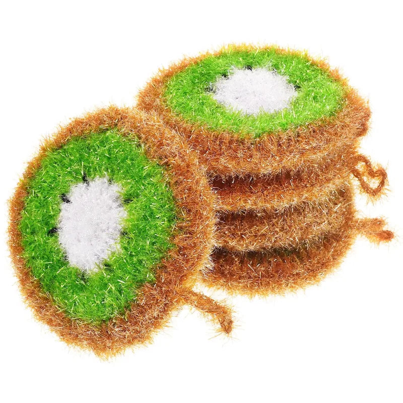 Set of 3 5 Cartoon Fruit-Shaped Cleaning Sponges - Scrubber Dish Towels