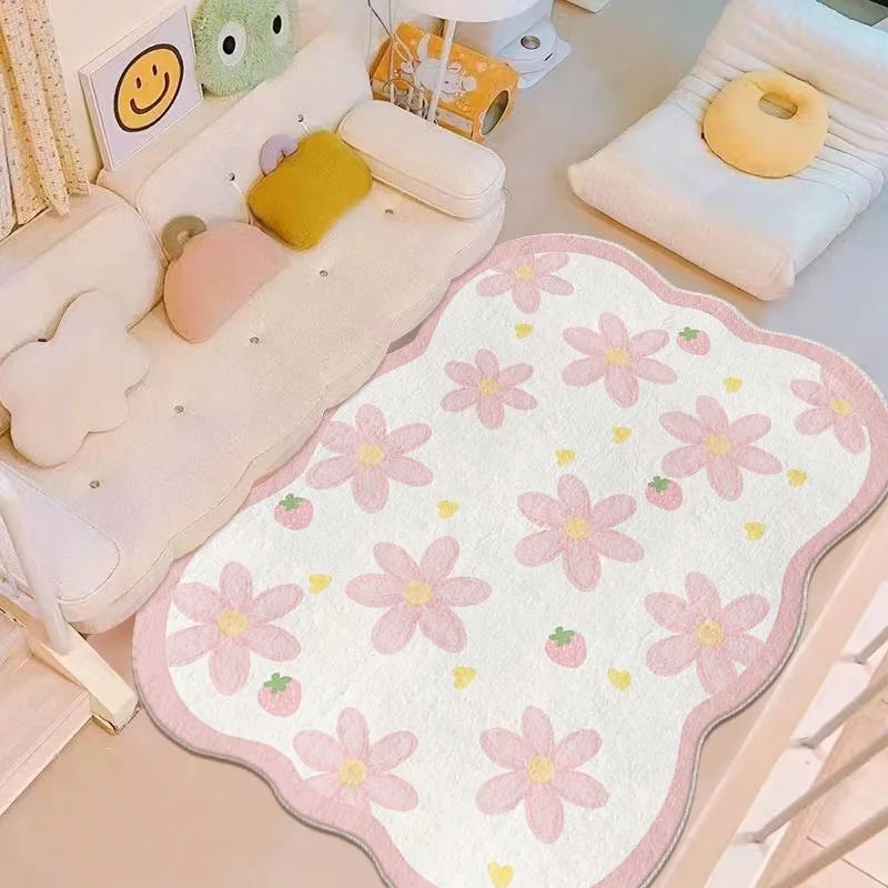 Girl Pink Imitation Cashmere Rug - Plush Bedroom & Living Room Decor