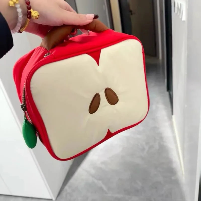 Cute Apple Pattern Makeup Bag Women Travel Cosmetic Organizer Pouch - Christmas Gift