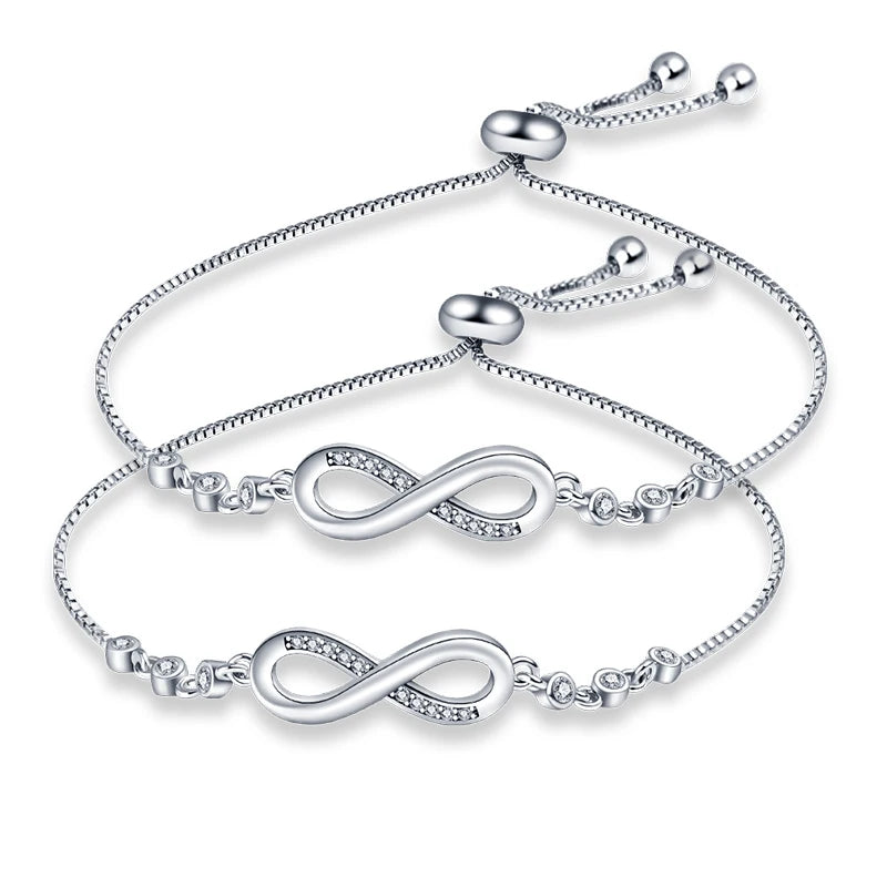 Lucky Symbol Zircon Silver Bracelet for Women - Romantic Valentine's Day Gift