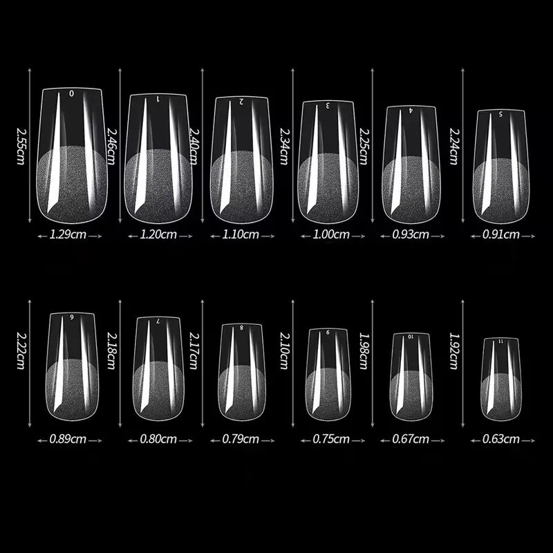600 Full-Cover Semi-Matte French Square Fake Nail Tips with Self-Adhesive Bond | Crystal Nail Extensions