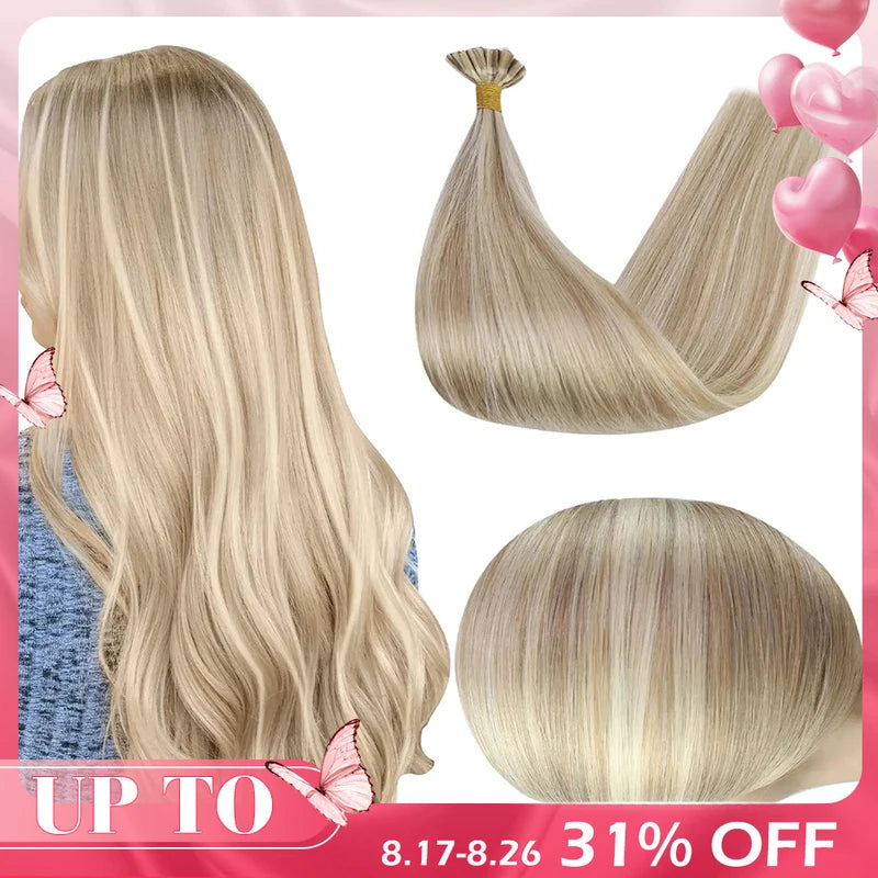 Full Shine U Tip Hair Extensions Balayage Color Human Hair Fusion Beads - 50g