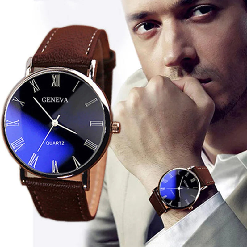 Minimalist Men's Quartz Wrist Watch with Leather Strap - Business & Casual Style