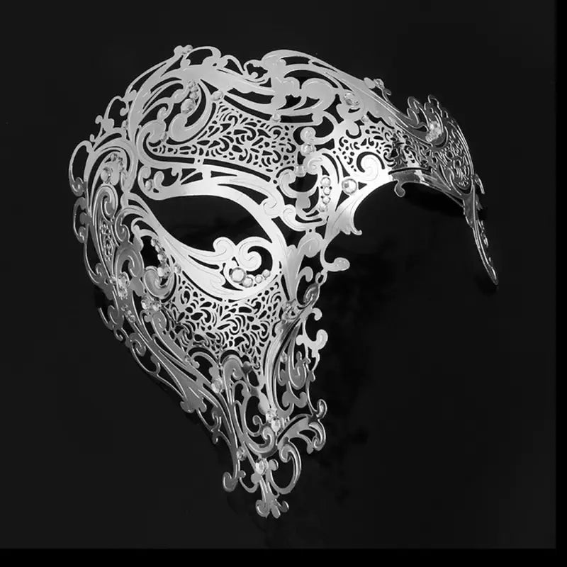 Black Gold Skull Metal Mask for Halloween Masquerade Party - Venetian Half Face Mask