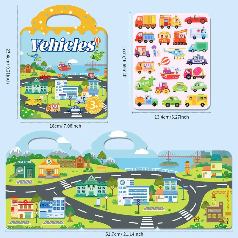 Kids' Reusable DIY Sticker Book Multi-Theme Bubble & Jelly Stickers Portable Montessori Toy Gift