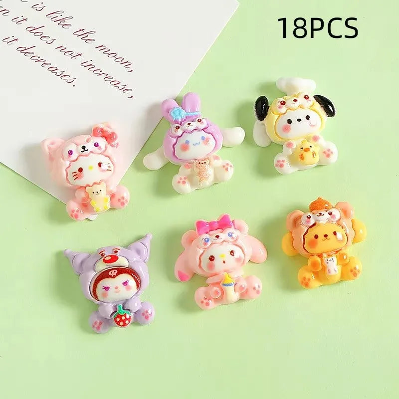 Cute Cartoon Animal Resin Phone Case Hair Clips Keychain DIY Accessories 18/20PCS