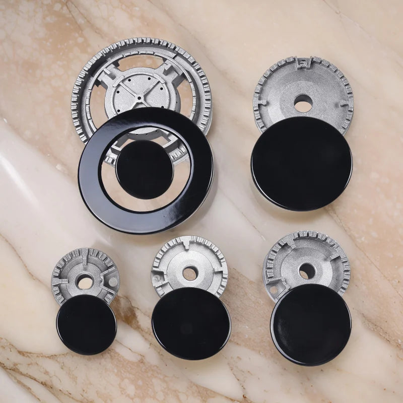 Gas Stove Burner Cover Set for Sabaf Range - Flame Diffusers & Crown Caps