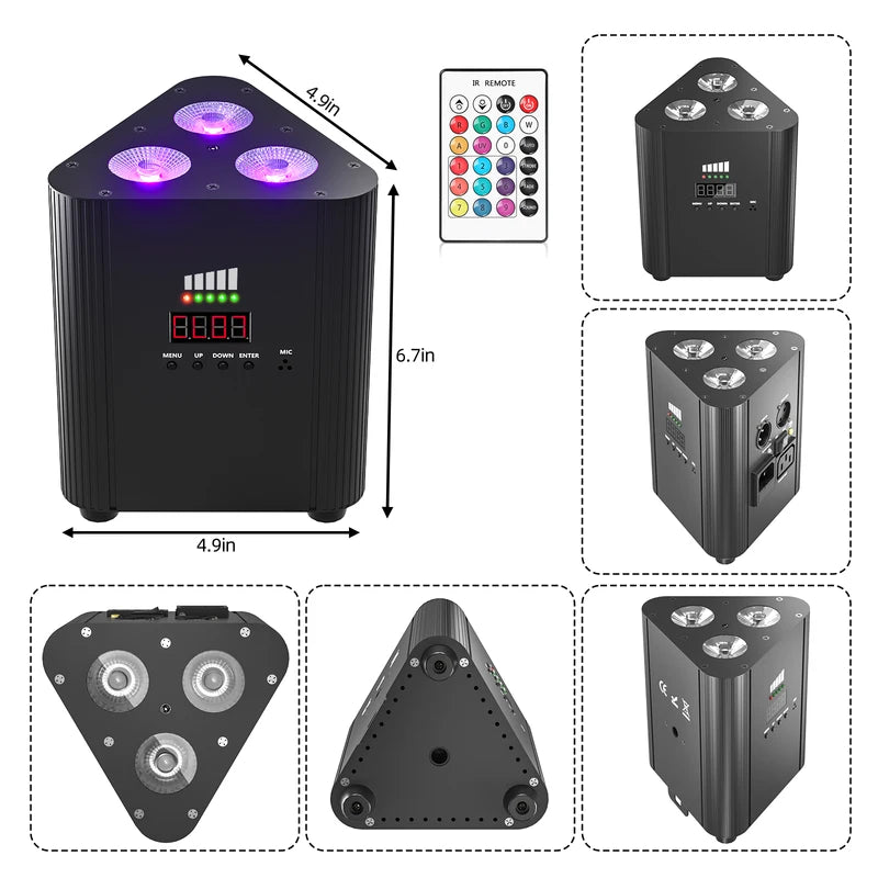 Wireless RGB Stage Par Light 12W LED Uplight for DJ Wedding Party