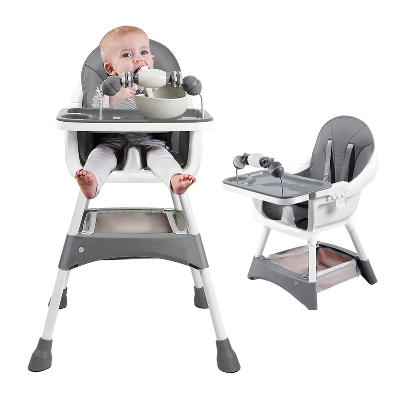 Portable Baby High Chair with Removable Double-Layer Tray & Toy Rack - Adjustable & Easy to Clean, Suitable for 6 Months to 3 Years