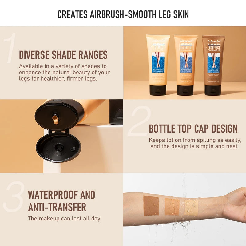 Waterproof Body Foundation & Tanning Lotion for Flawless Legs - Medium Bronze