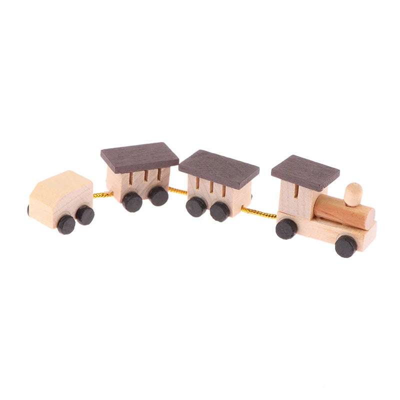 Dollhouse Miniature Wooden Train - DIY Doll House Decor Accessories, 1:12 Scale