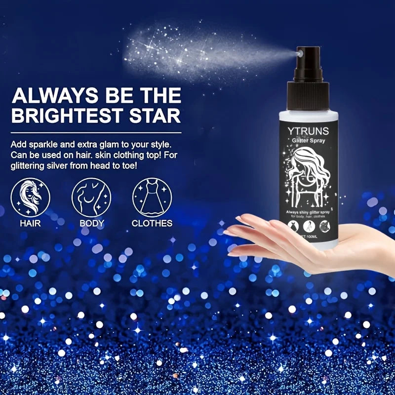 100ml High Gloss Glitter Spray for Body Hair and Clothes - Shimmering Finish