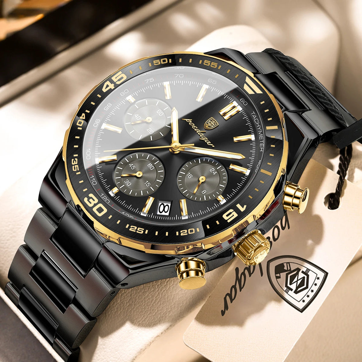 Men's Waterproof Luminous Quartz Sport Watch with Chronograph and Date