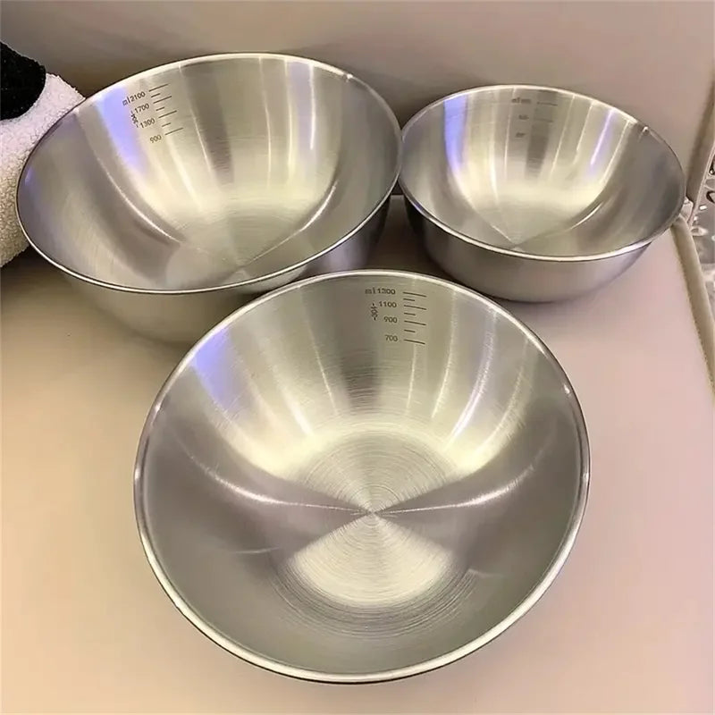 Stainless Steel Mixing Bowl Set with Scale - Large Capacity Kitchen Essentials