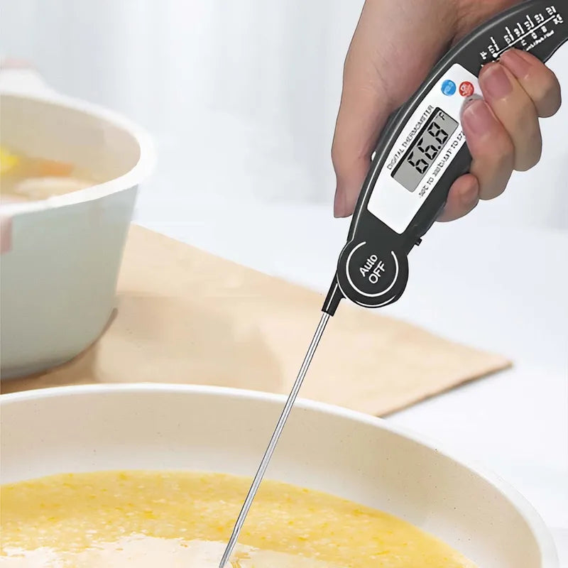 Digital Food Thermometer with LCD Display, Foldable Probe for Grilling & Cooking