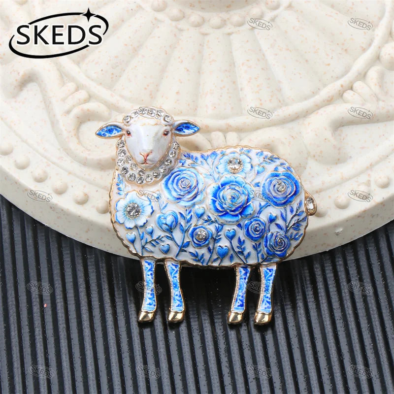 Vintage Animal Brooch Pin with Rhinestones and Crystals - Butterfly Peacock Sheep Jewelry Gift