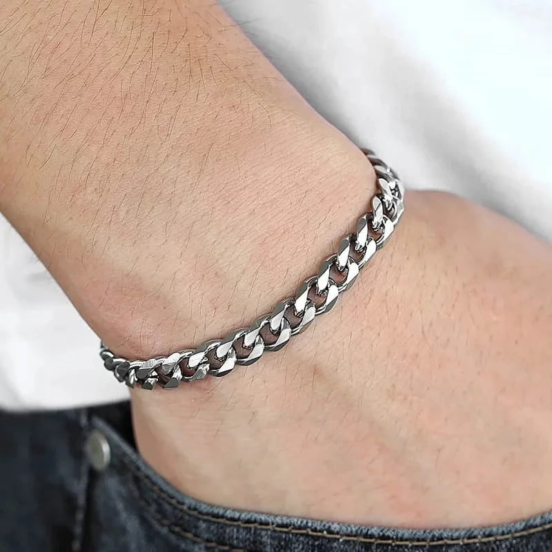 Trendy Men’s Cuban Chain Bracelet Stainless Steel Jewelry Gift for Men Women