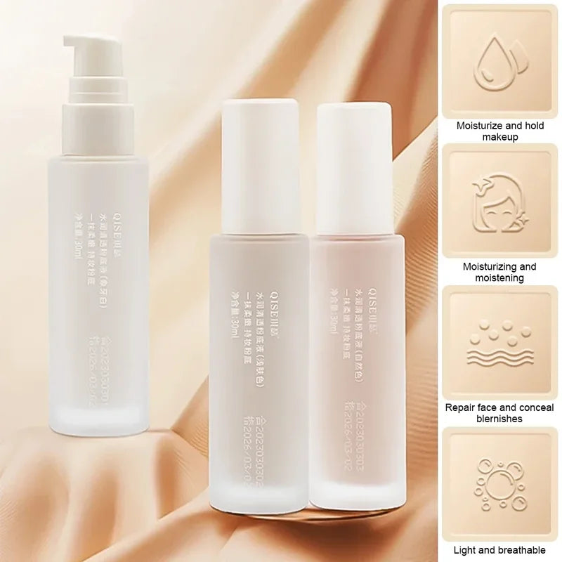 30ml Waterproof Long Wear Matte Liquid Foundation with Concealer - Natural Finish