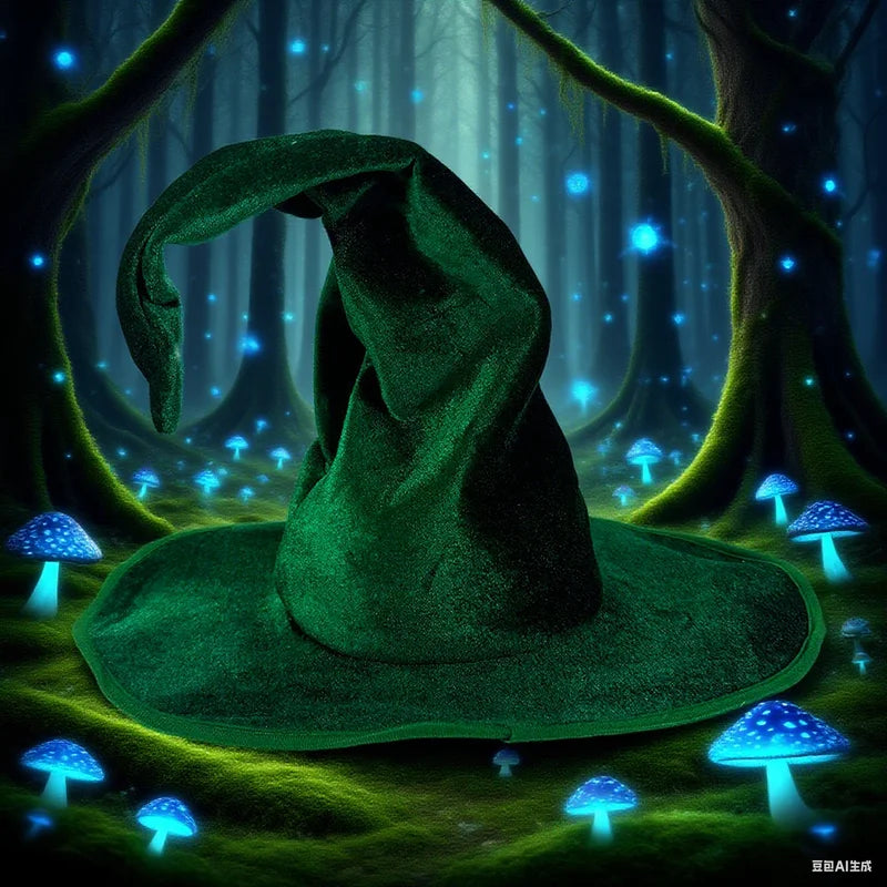 Velvet Witch Hat for Halloween Cosplay Party - Black Purple Green