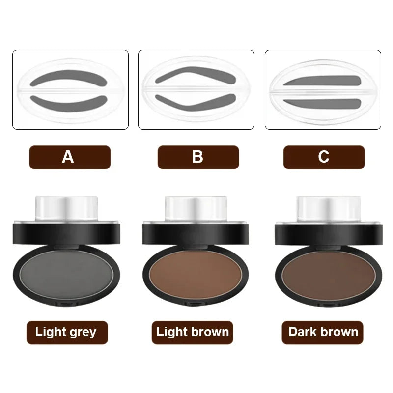Eyebrow Powder Stamp Kit - Waterproof & Natural Finish, Multiple Colors