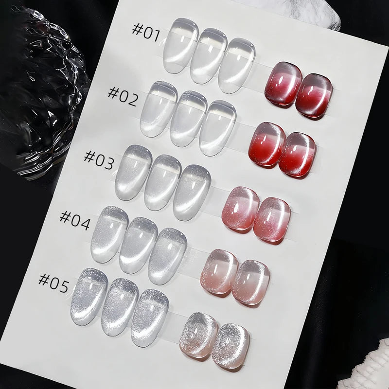 10ML 1-8pcs Universal Glass Beads for Gel Nail Polish - Cat Eye & Magnetic Effects