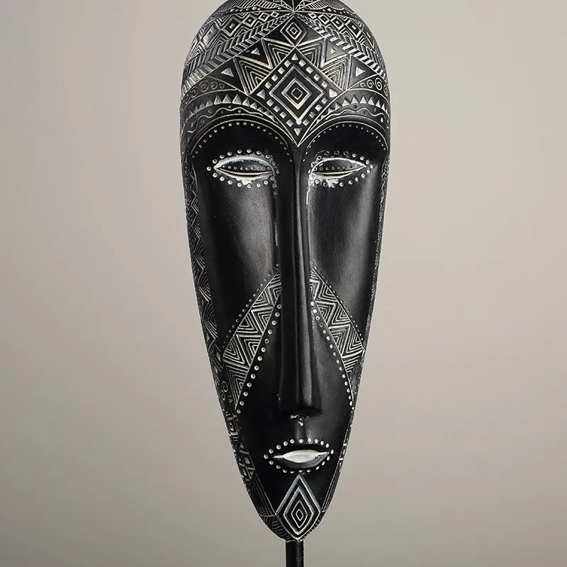 African Style Handmade Resin Face Mask Sculpture - Retro Home Decor Ornament