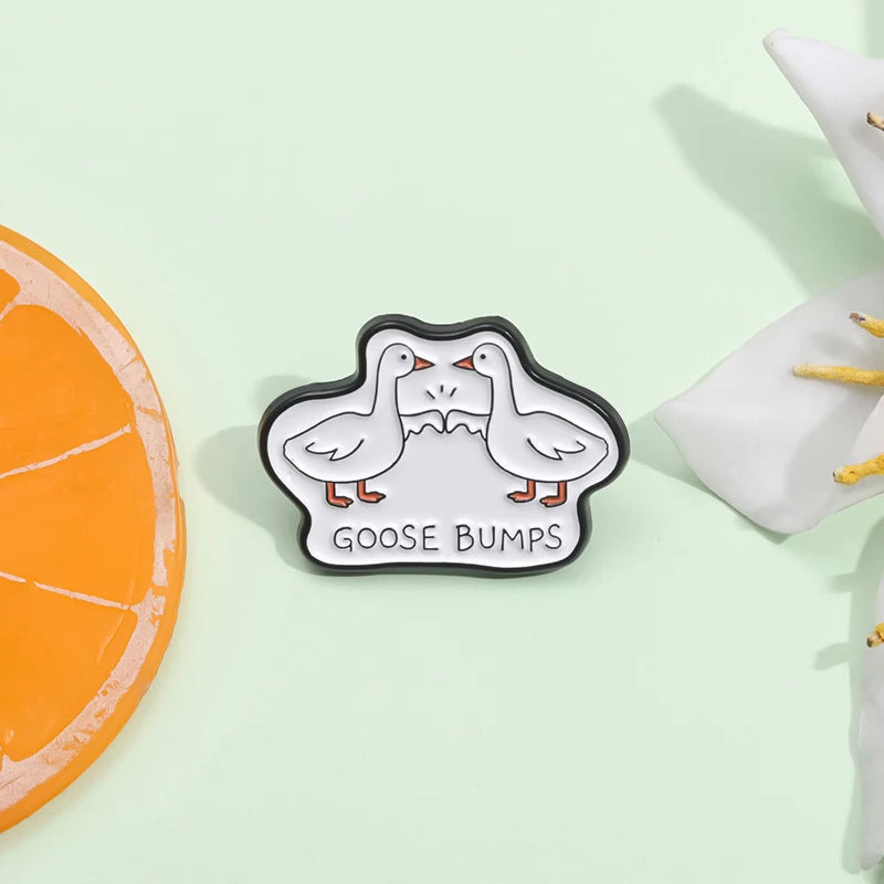 Cute Goose Bumps Enamel Pins - Cartoon Animal Brooches for Backpack & Hat