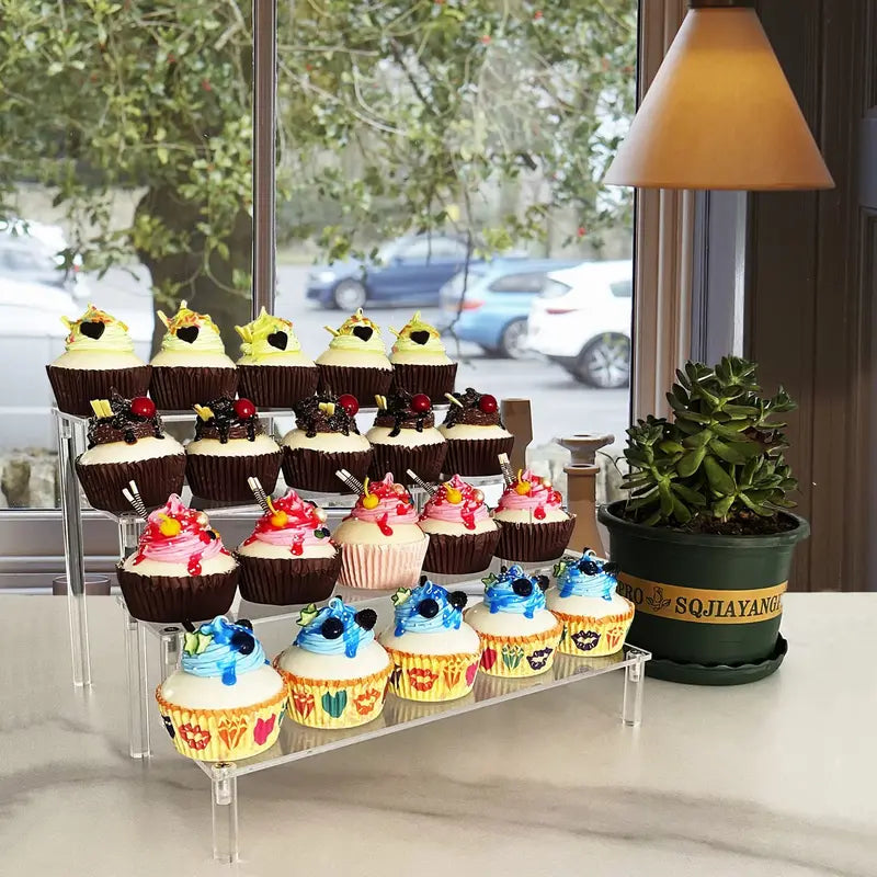 Multi-Tier Acrylic Display Stand for Cupcakes, Perfume, Figurines & Organizer