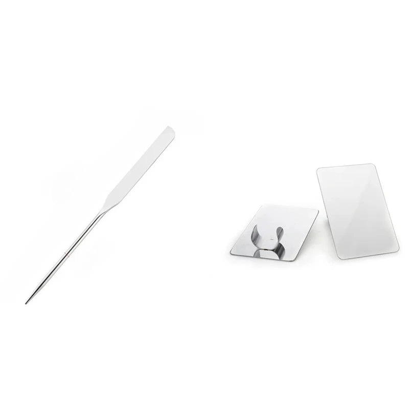 2PC Stainless Steel Makeup Palette Tray and Spatula Set for Cosmetic Mixing
