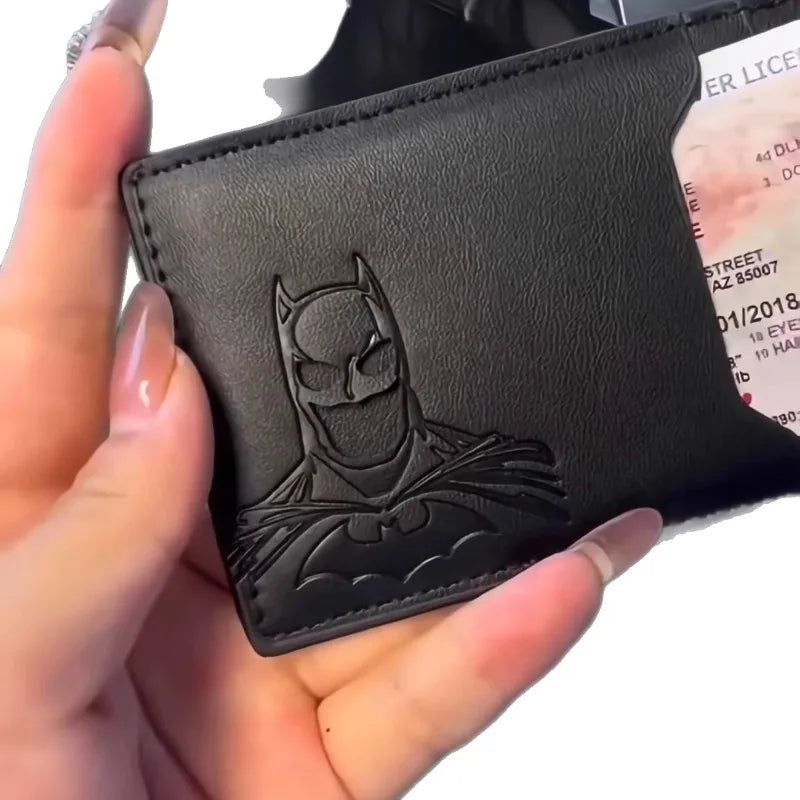 Leather Bat Wallet with Superhero Mask Card Holder - Personalized Gift