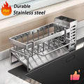 Stainless Steel Sink Cleaning Tools Storage Rack Kitchen Organizer with Drip Tray