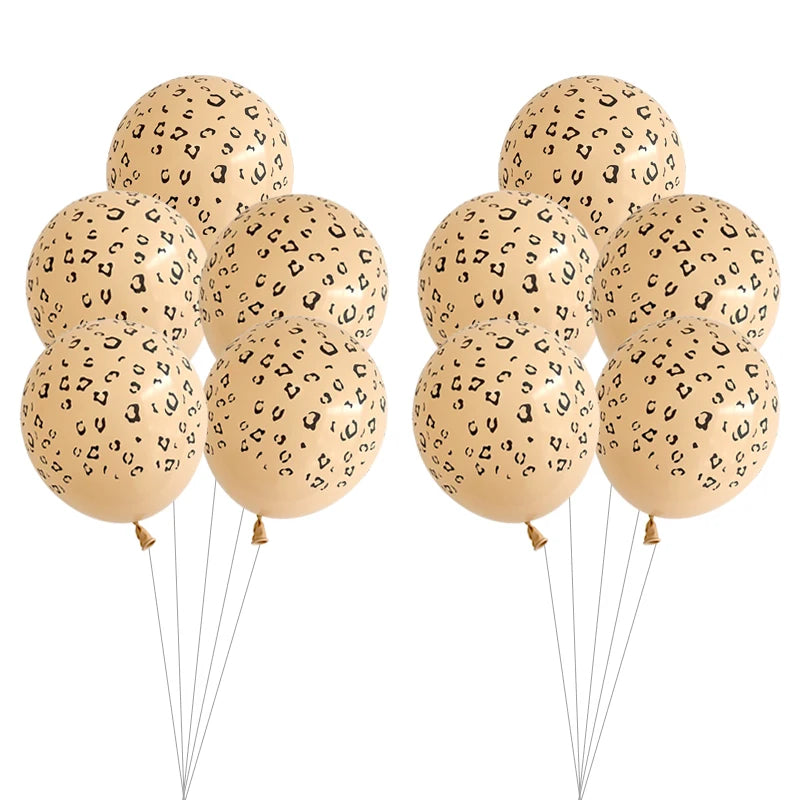 10/20pcs Leopard Texture Latex Balloons Jungle Animal Party Decorations