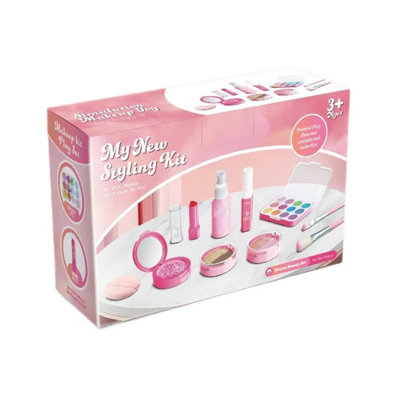 Pretend Makeup Toy Set for Girls with Cosmetic Bag, Role Play Kids Gift