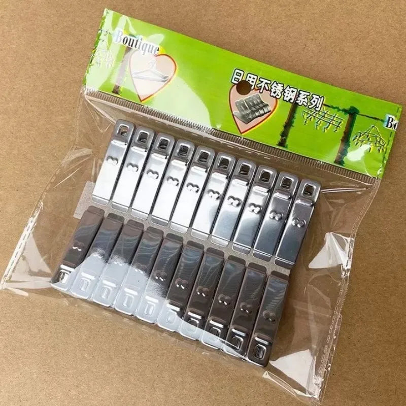 Stainless Steel Clothes Pins Set - Windproof Laundry Clips, Multi-Use Clothespins