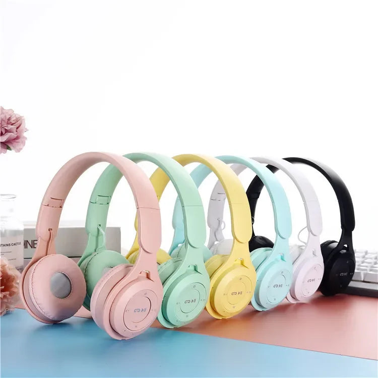 Kids Wireless Bluetooth Macaron Headphones Stereo Gaming Headset with Mic - Multiple Colors
