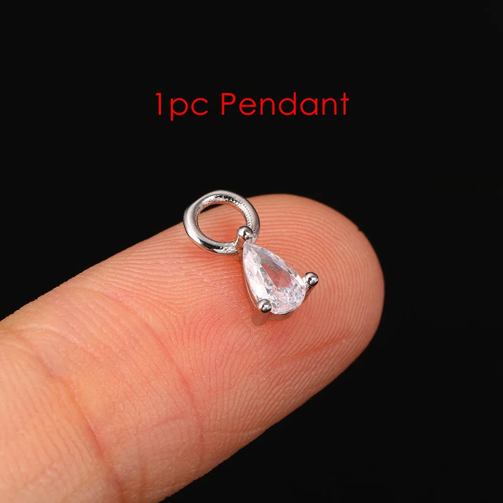 Little Star Moon Snake Crystal Charms Pendant Helix Daith Earrings for Women