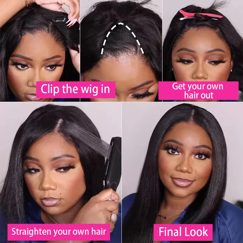 Body Wave Human Hair Wig 200 Density Glueless V Part Natural Color 16-32 Inch