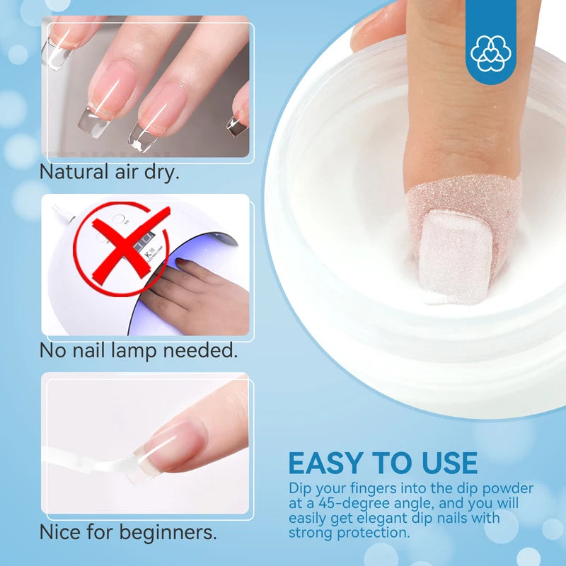 Clear Nude Dip Powder for Nail Art - No Lamp Needed, 60g, Beginner Friendly