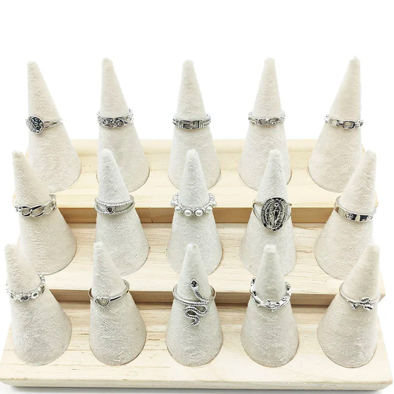 30PCS Mix Style Silver Color Pearl Finger Rings Animal Snake Leaf Party Jewelry Girl Gift
