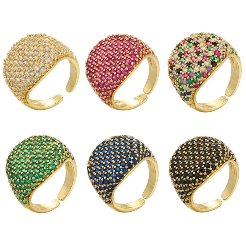 Fashion Crystal Ring for Women - Gold & Silver Open-Style Jewelry