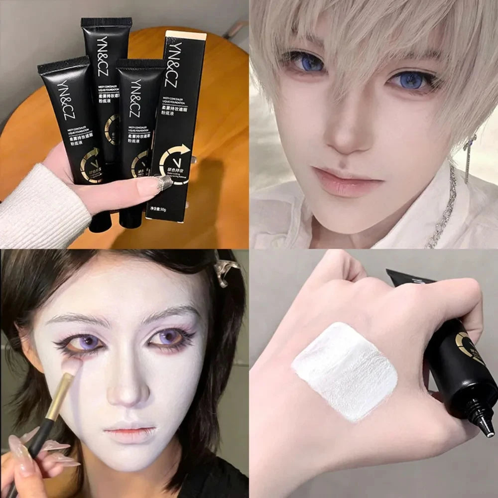 Waterproof Full Coverage White Liquid Foundation for Cosplay & Stage Makeup