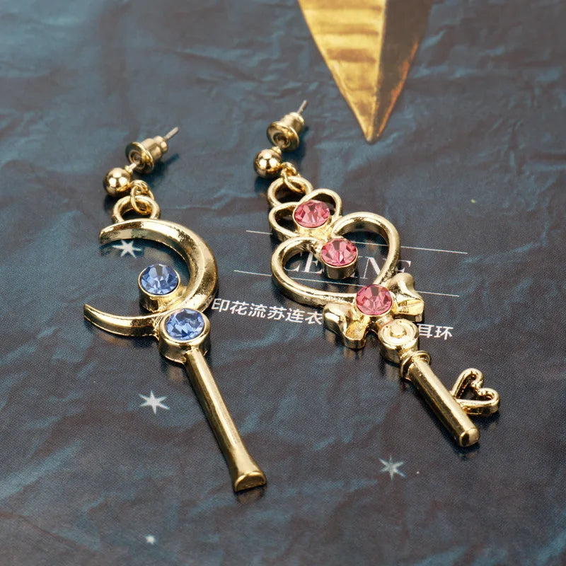 Asymmetrical Moon Heart Earrings for Girls - Birthday & Daily Accessories