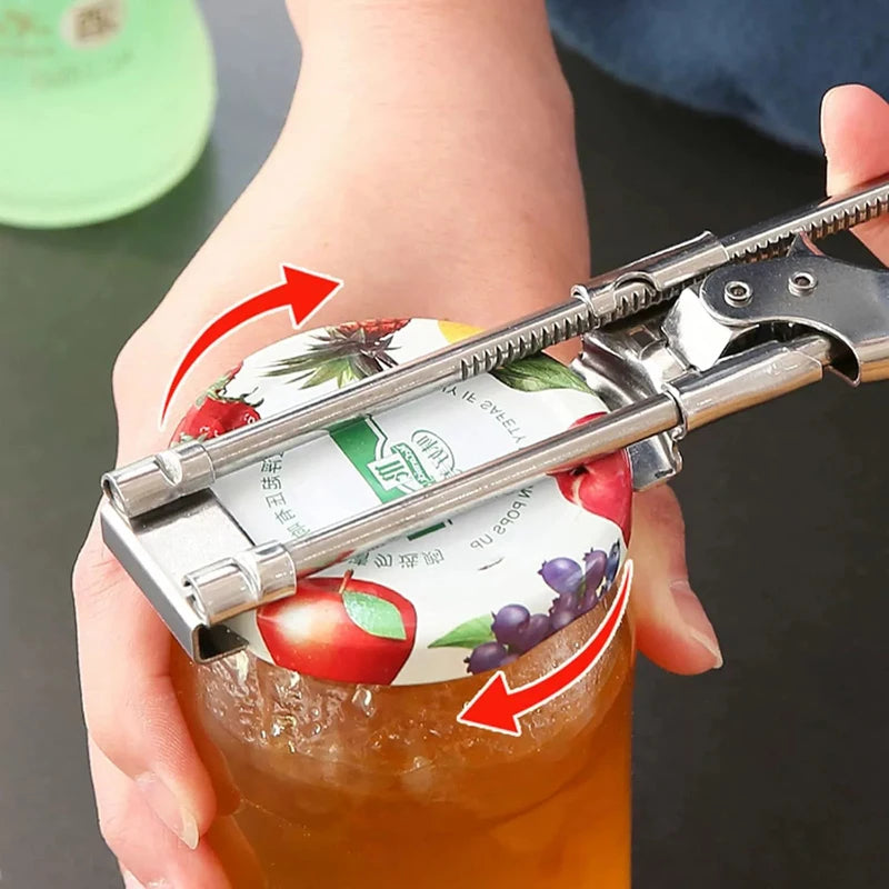 Stainless Steel Adjustable Bottle and Can Opener - Heavy Duty Kitchen Tool