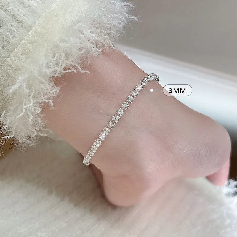 Sterling Silver Zircon Bracelet for Women - Simple Elegant Jewelry Gift