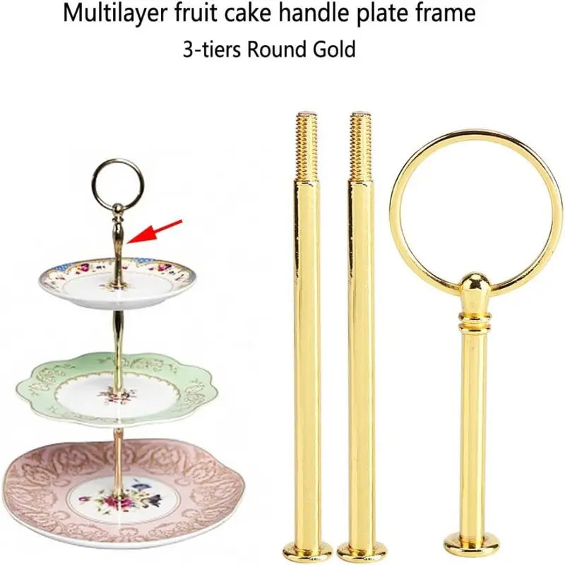2/3 Tier Cake Plate Stand Handle Hardware Set for Wedding Party Cake Display