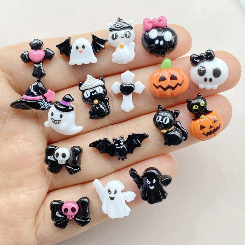 20Pcs Cute Cartoon Halloween Nail Art Charms Resin Decorations for DIY Crafts