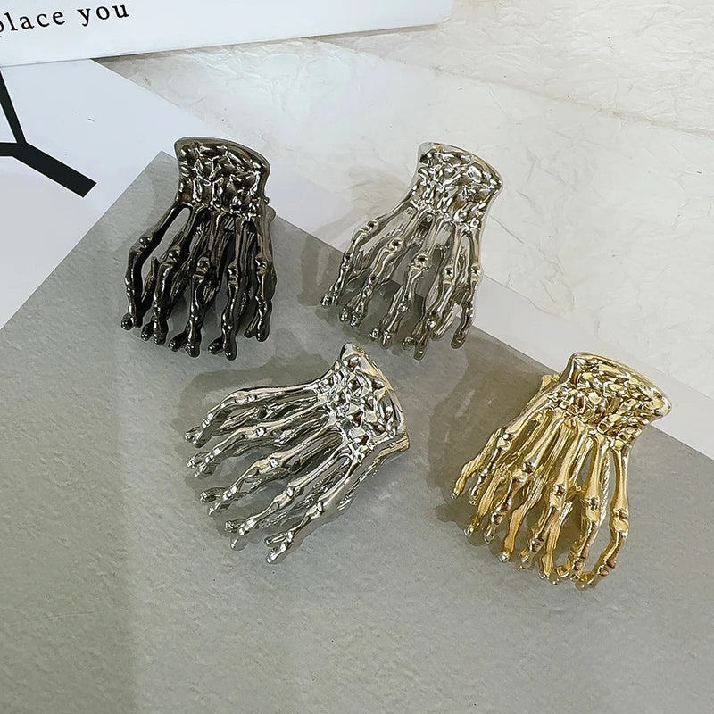 Gothic Skeleton Hand Shark Hair Clip Set Dark Punk Hair Accessories